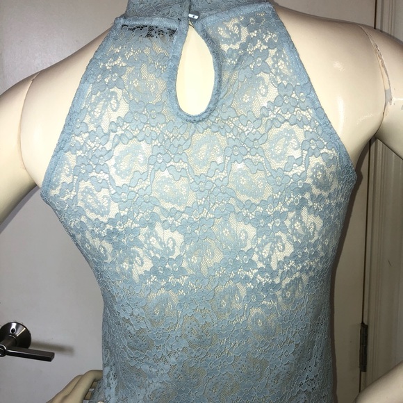 Light Blue Lace Halter Neck Top Size: S - Picture 2 of 7